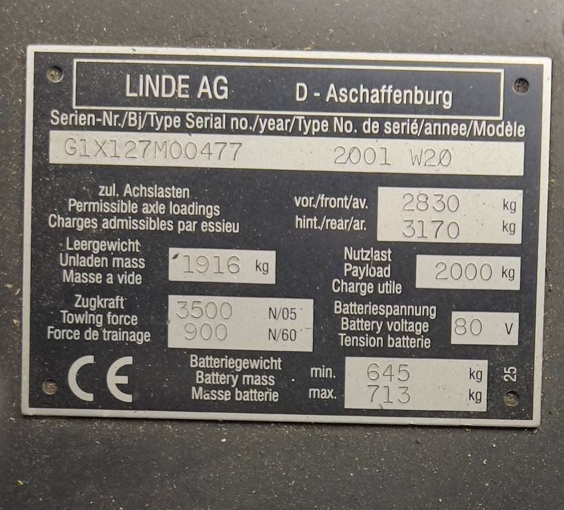 Linde W20 – Typenschild